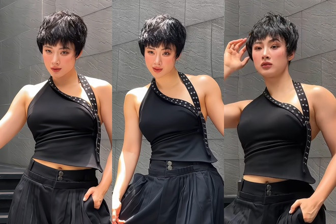 Angela Phương Trinh diện trang phục menwewar sau khi độ body săn chắc