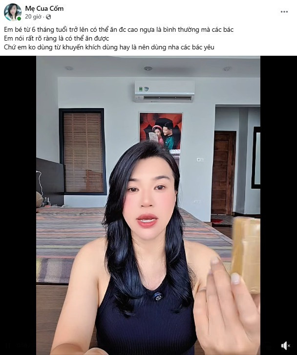 Mẹ Cua Cốm Tiktoker review cao ngựa dùng cho trẻ 6 tháng tuổi gây sốc cõi mạng là ai
