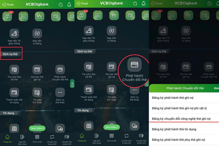 Các bước đổi thẻ từ ATM sang thẻ chip Vietcombank.