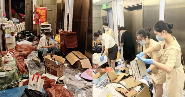 Ngôi biệt thự 130 tỷ đồng ở Thành phố Thượng Hải, Trung Quốc ngập trong rác. (Ảnh: Sohu)