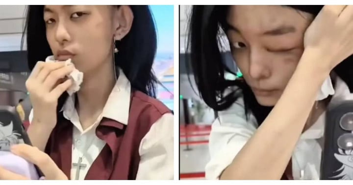 Người phụ nữ này không thể vượt qua hệ thống nhận diện khuôn mặt vì lớp trang điểm quá đậm và cô ấy bị yêu cầu tẩy trang ngay tại chỗ. (Ảnh: Weibo)