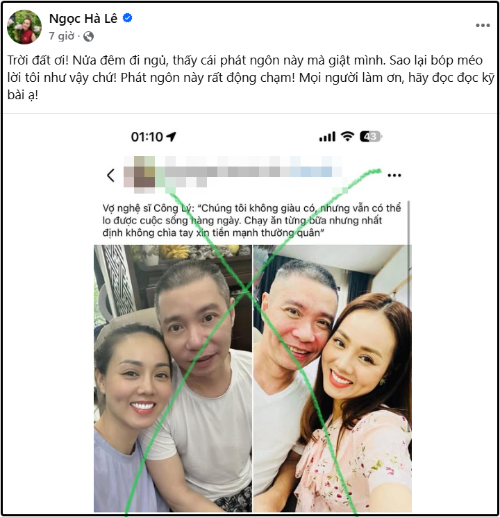 Vợ NSND Công Lý bức xúc lúc nửa đêm