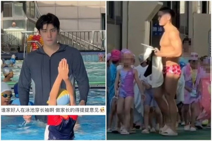 Đôi khi, huấn luyện viên này còn cởi trần, khoe vóc dáng ấn tượng của mình. (Ảnh: Weibo)