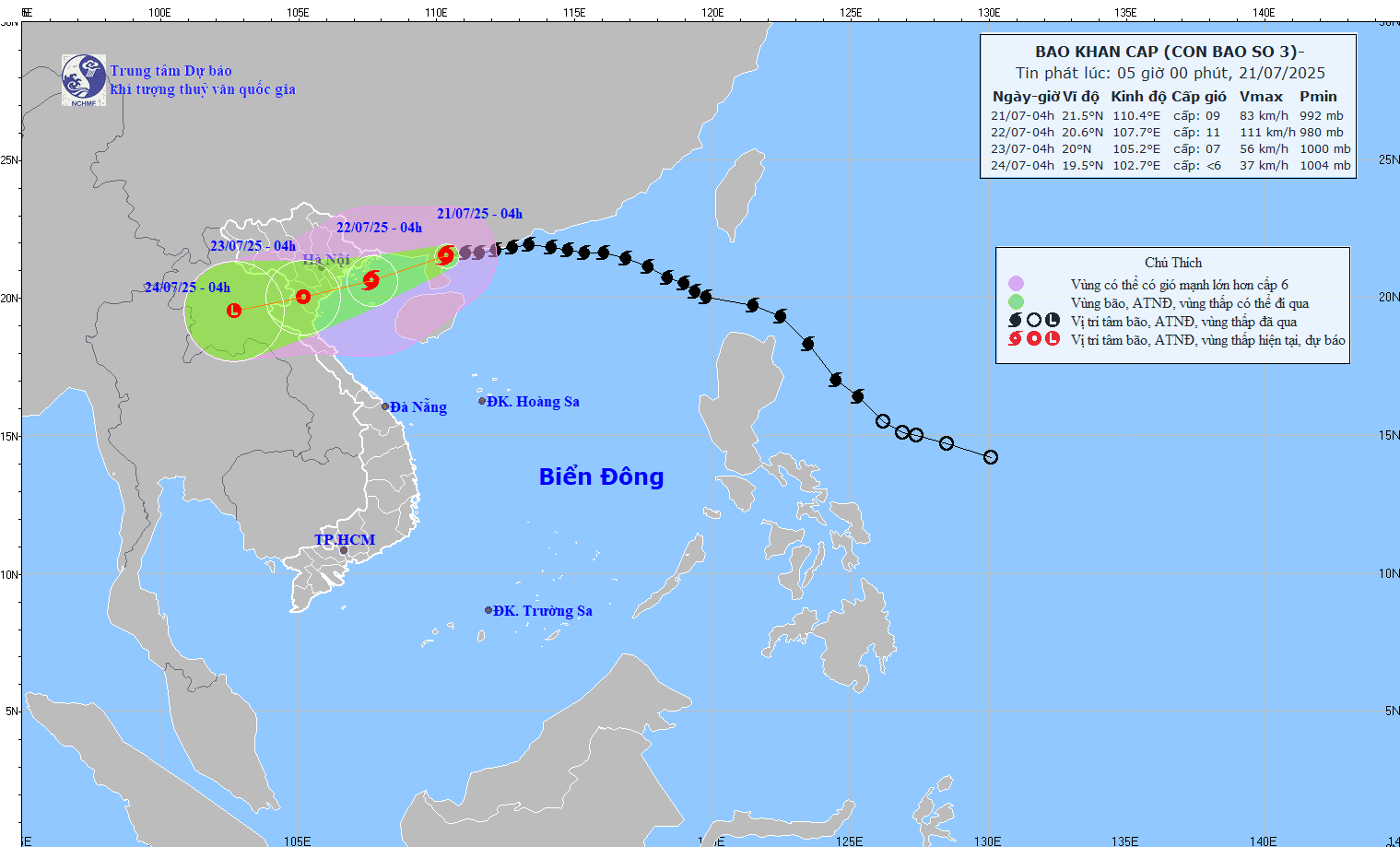 bao so 3 wipha giat cap 11 va co kha nang manh len, cach quang ninh hai phong 275km hinh anh 1