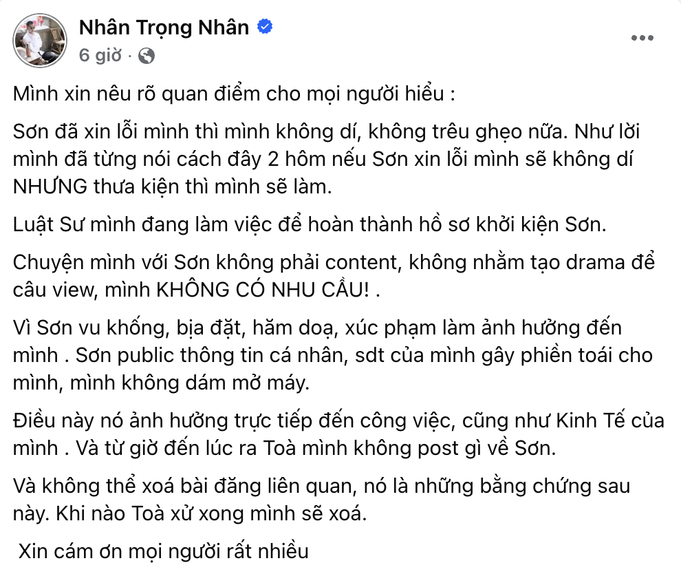 Phản hồi căng của chủ tiệm bánh bò khi diễn viên Trọng Nhân gửi đơn kiện