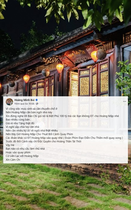 Lý do gây bất ngờ khi nam nghệ sĩ rao bán nhà cổ rộng 1.600m2 với