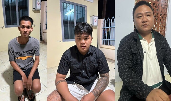 Ba thanh niên côn đồ tại Cơ quan Công an tỉnh Lâm Đồng. (Ảnh: Phương Thanh)