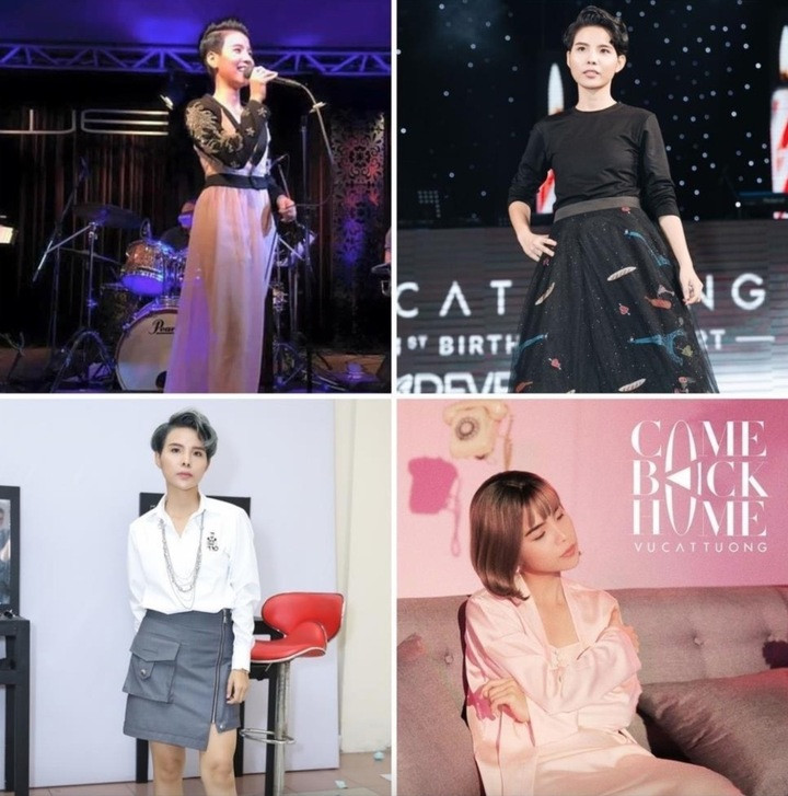 Mặc dù vậy, không ít lần Vũ Cát Tường xuất hiện với hình ảnh nữ tính hơn khi mặc váy. Ca sĩ thậm chí còn đội tóc giả, trang điểm đậm khi xuất hiện trong MV của mình.