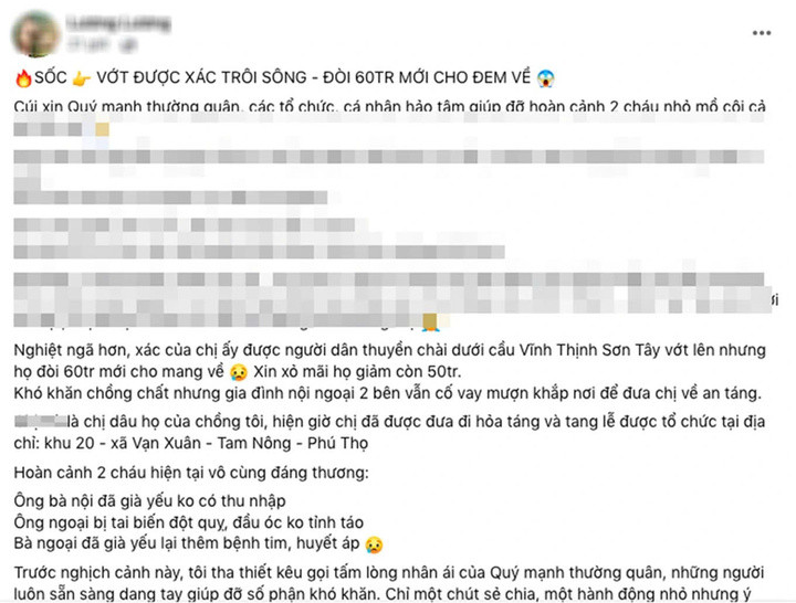 Thông tin chia sẻ trên mạng xã hội khiến nhiều người bức xúc.