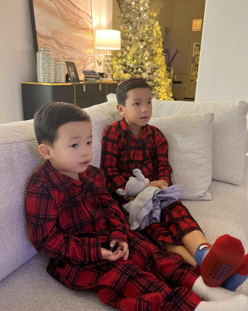 Phạm Hương hiếm hoi cho 2 con trai cùng lên sóng thoạt nhìn như sinh đôi