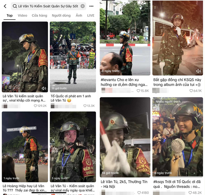 Những đoạn clip về chiến sĩ Lê Văn Tú thu hút hàng triệu view trên mạng xã hội.