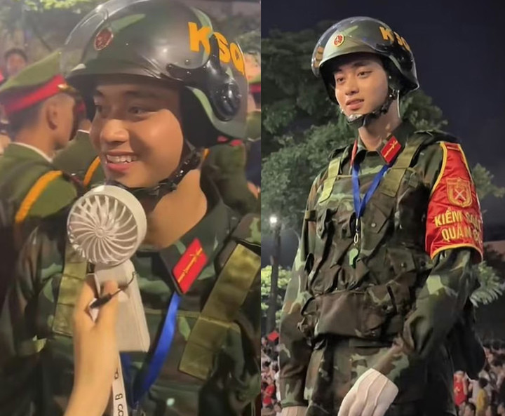 Chiến sĩ Lê Văn Tú gây sốt bởi ngoại hình điển trai.