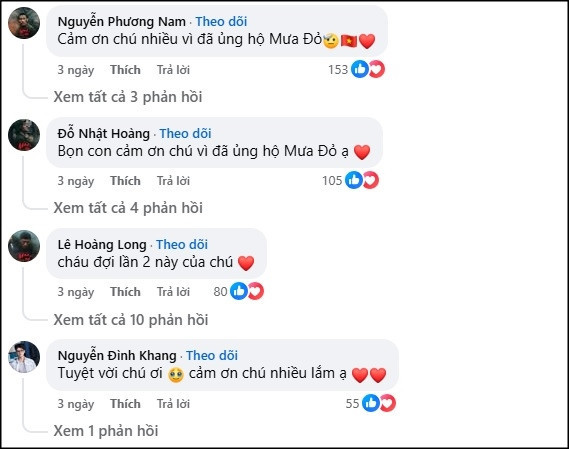 Nam ca sĩ Vbiz đi xem Mưa Đỏ 2 lần được toàn bộ dàn cast vào cảm ơn