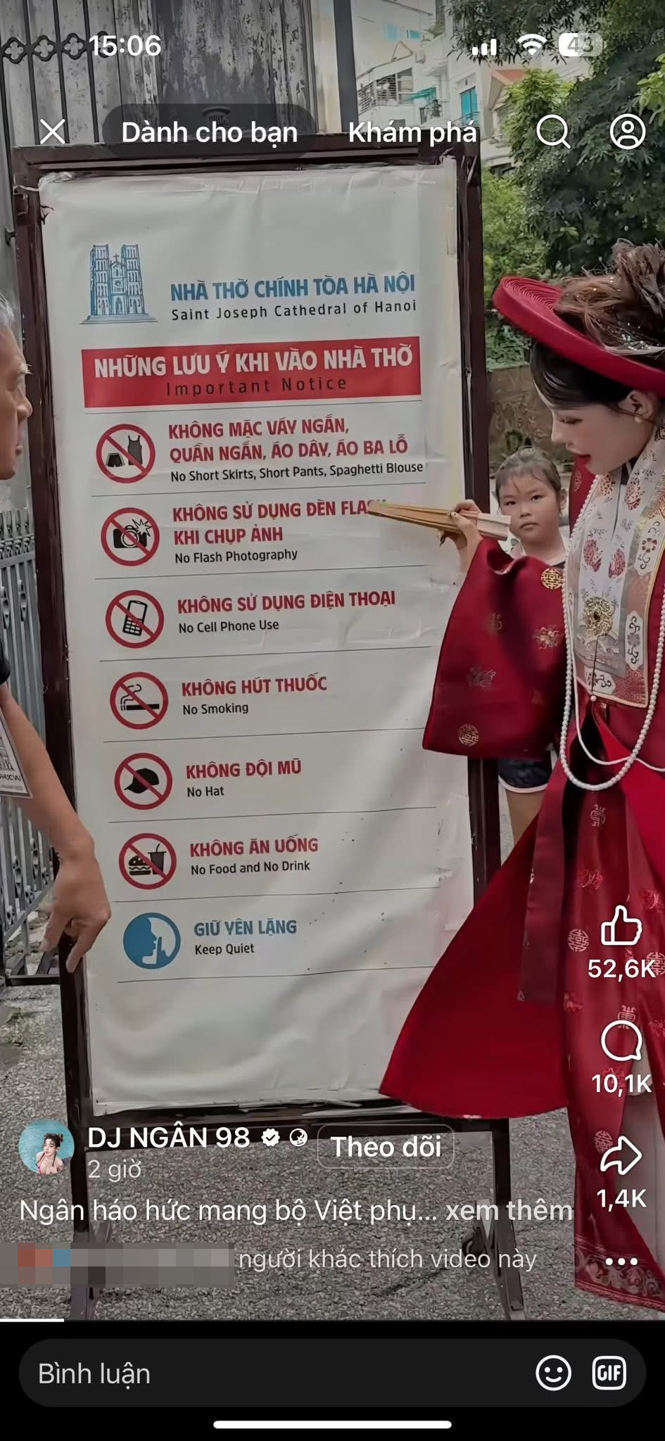 Xôn xao ngân 98 bị người lạ dọa nạt đuổi khỏi Nhà thờ Lớn khi ra Hà Nội chụp ảnh