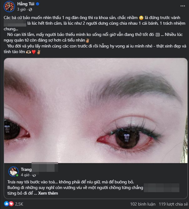 Hằng Túi phát ngôn sốc khi Trang Nemo ra tòa ly hôn vì cạn nghĩa cạn tình chồng cũ