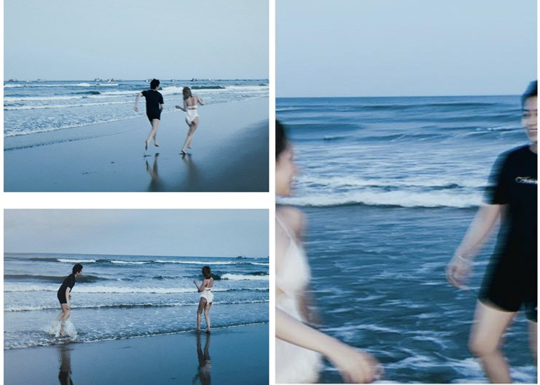 Gil Lê kín như bưng trong khoảnh khắc thân mật cùng Xoài Non trên biển