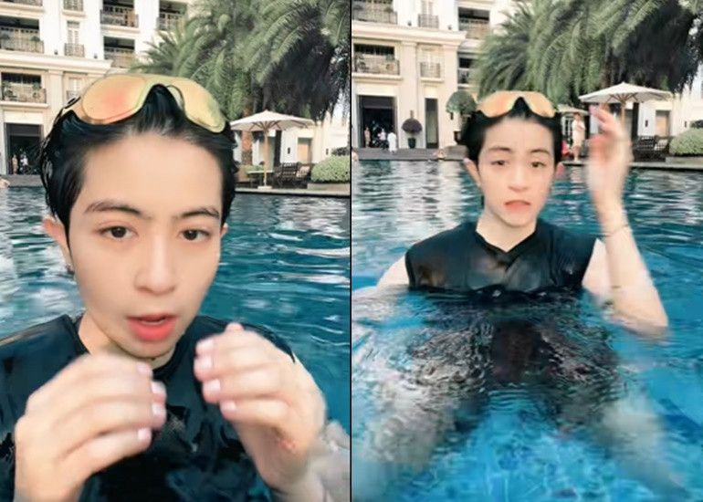 Gil Lê kín như bưng trong khoảnh khắc thân mật cùng Xoài Non trên biển