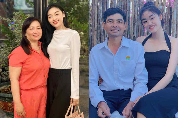 Hoa hậu Yến Nhi bên bố mẹ.