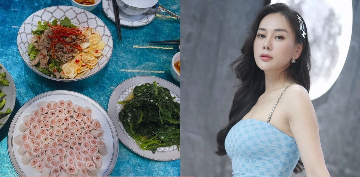 Ngỡ ngàng với bát đĩa sang trọng của Phương Oanh trên bàn ăn gia đình - Ảnh 1.