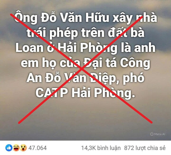 Thông tin sai sự thật lan truyền trên mạng xã hội Facebook. (Ảnh chụp màn hình)