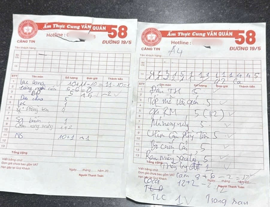 Theo vị đại diện, phiếu ghi đồ của khách được nhân viên kê 42 ca bia, tuy nhiên, khi làm hoá đơn thanh toán nhầm thành 152 ca. Ảnh: NHCC