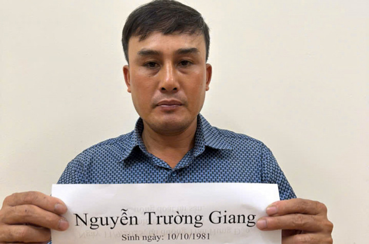 Tài xế Nguyễn Trường Giang tại cơ quan công an.