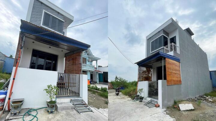 Đỗ Văn Hữu xây nhà 2 tầng kiên trên đất của bà Loan và nhất quyết không trả. (Ảnh: Tiến Thắng)