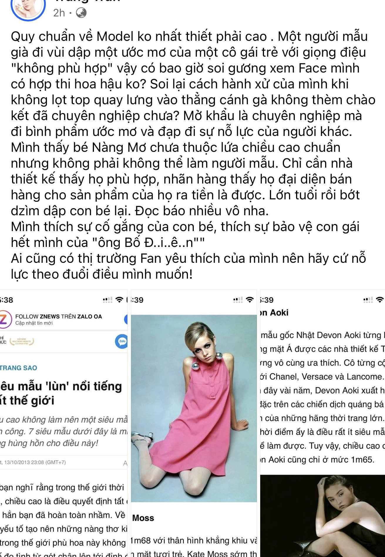 Hà Anh khẩu chiến Trang Trần về việc Nàng mơ làm người mẫu