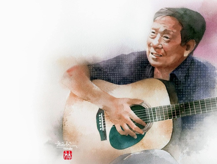 Nhạc sĩ Nguyễn Vũ qua nét vẽ họa sĩ Bùi Đức Lâm.