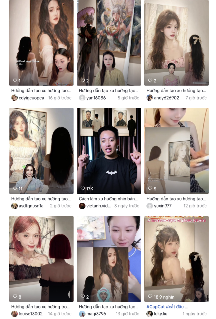 Trào lưu ngắm tranh trong bảo tàng gây sốt TikTok. (Ảnh chụp màn hình)