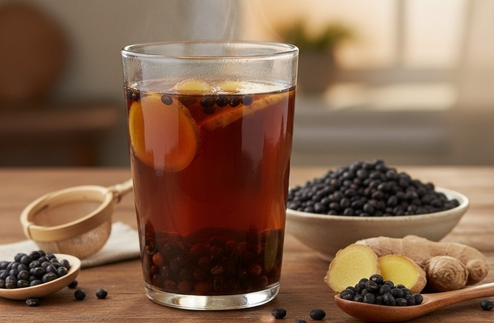 Sự kết hợp giữa đậu đen và gừng tạo nên loại nước uống dân dã.