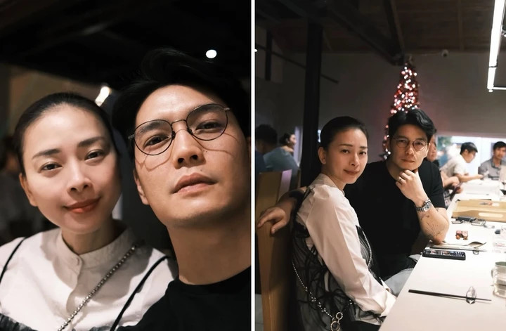 Vợ chồng Ngô Thanh Vân đón năm 2026 tại một nhà hàng sang trọng ở trung tâm TP.HCM. Huy Trần cho biết đây là món quà thưởng cho