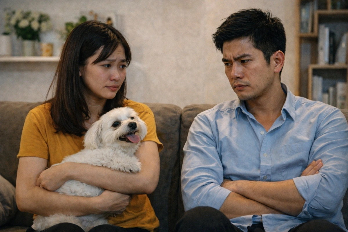 ban chuyen cuoi, ban trai khong cho toi mang theo cun cung hinh anh 1