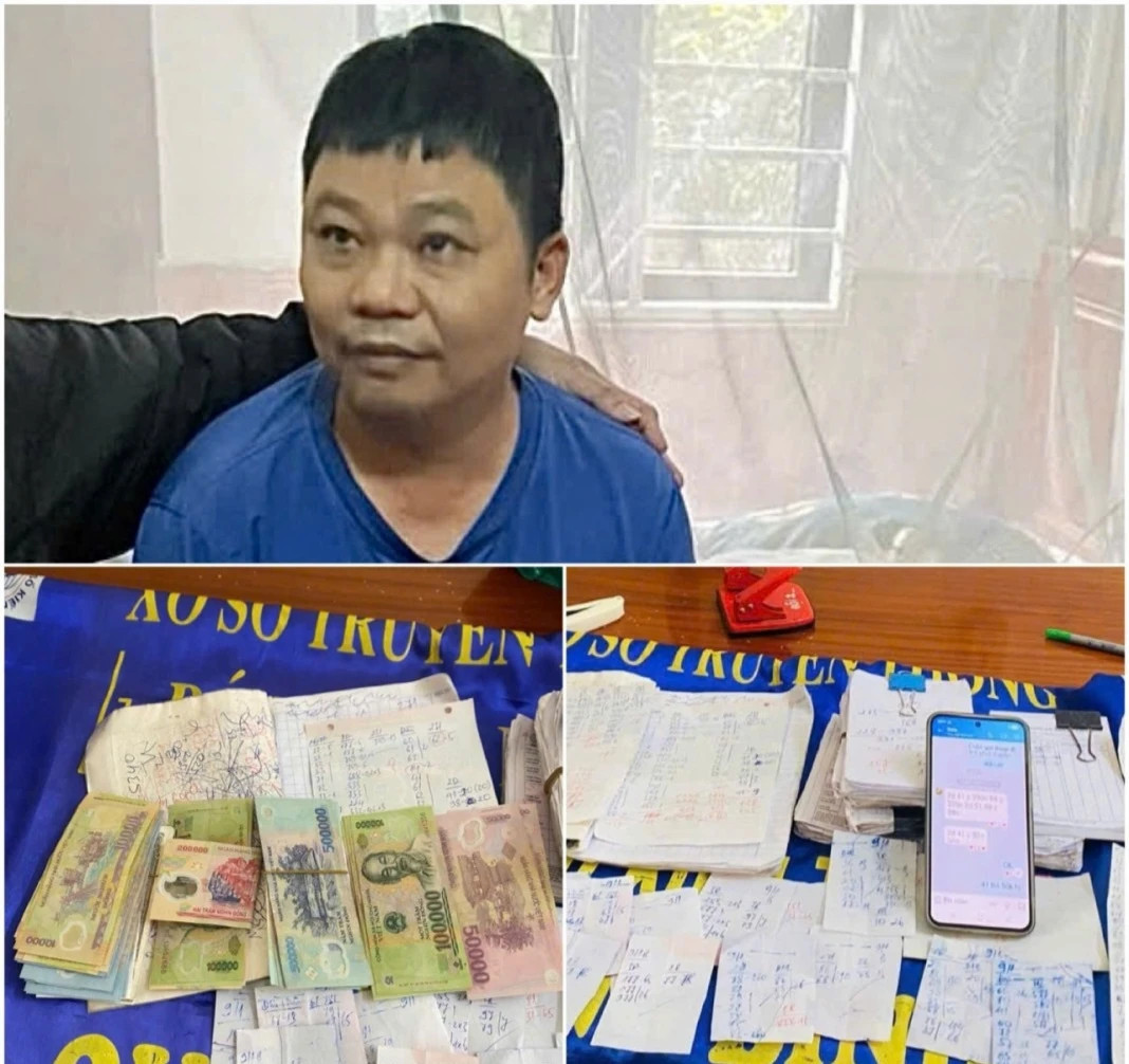 Phá đường dây lô đề giao dịch hàng tháng trên 7 tỷ đồng ở Quảng Trị插图 Lê Thế Thiết là kẻ cầm đầu đường dây đánh bạc cùng tang vật vụ án. (Ảnh: Công an Quảng Trị)