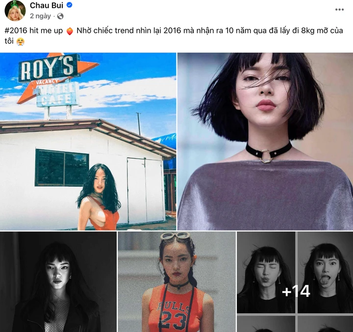 Châu Bùi đăng tải caption hài hước khi nhìn lại 10 năm trước.