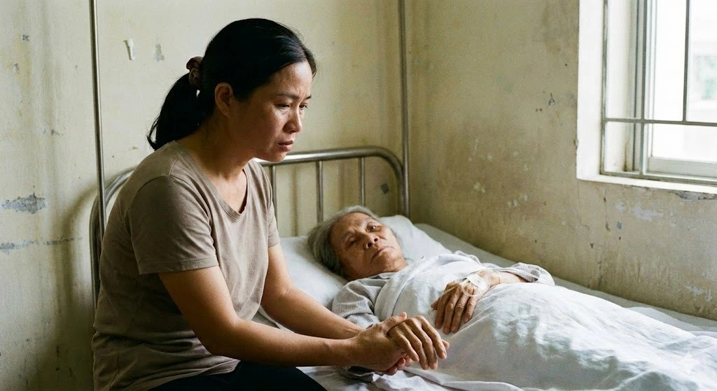 co hai con trai, nhung khi me gia benh nang lai chi co con gai, con re cham lo hinh anh 1