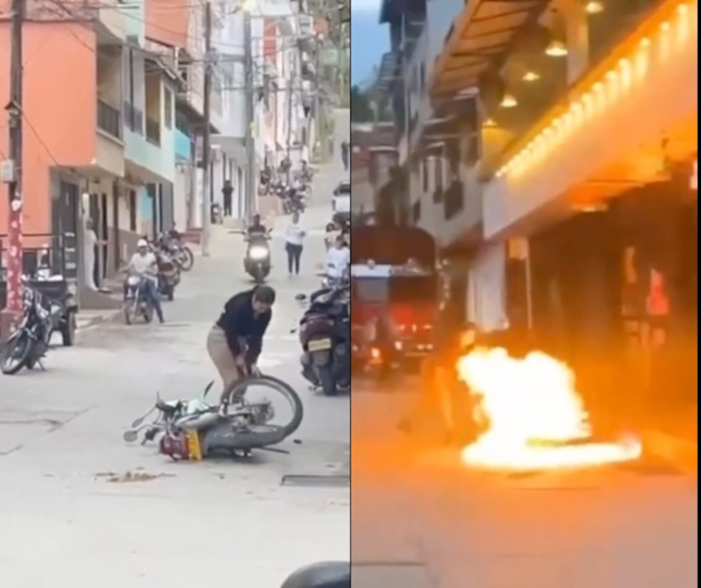 Bắt quả tang chồng ngoại tình, vợ đốt xe máy trên phố - Ảnh 1.