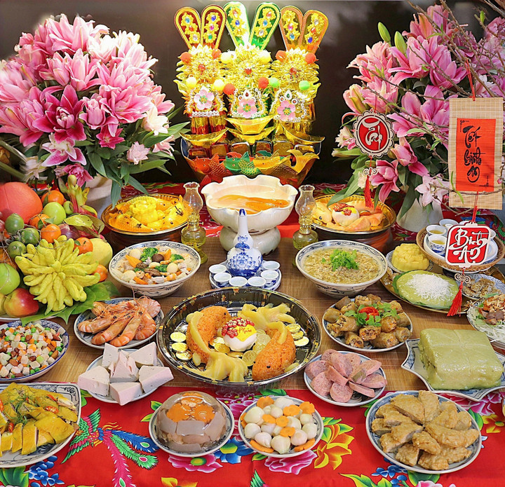 Mâm lễ cúng ông Công ông Táo lên chầu trời. (Ảnh: Thu Huong Vu)