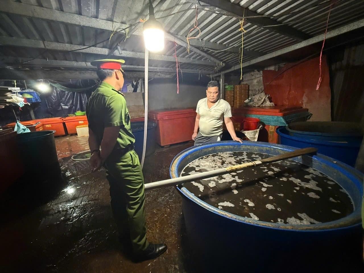 Công an TPHCM công bố hình ảnh bên trong cơ sở ngâm ốc bươu bằng hoá chất - Ảnh 1.