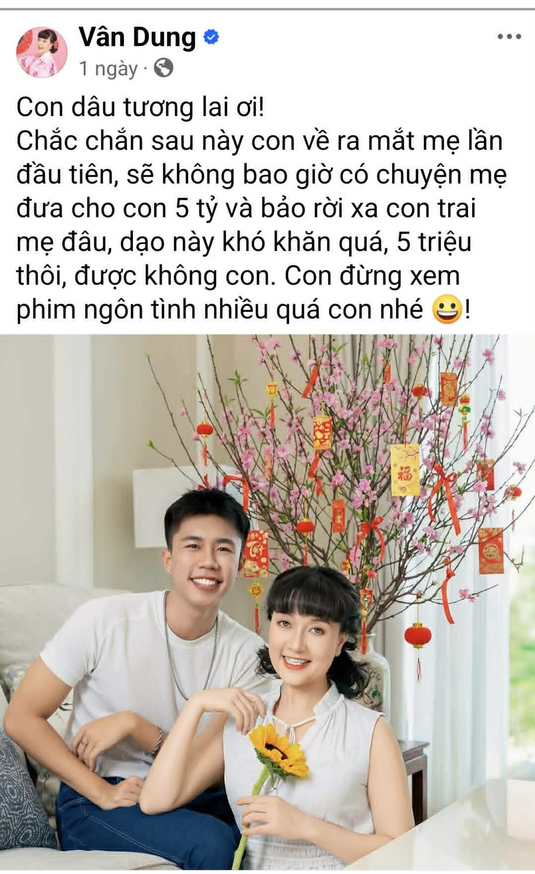 Vân Dung hài hước dằn mặt con dâu tương lai khiến fan cười không ngớt - Ảnh 2.
