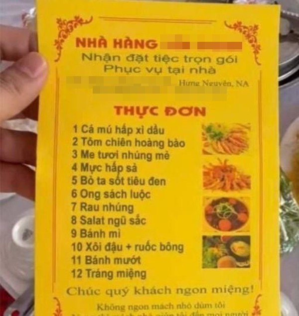 Tiệc tri ân 180 mâm của nhà Đình Bắc: Chi phí ước tính và câu chuyện phía sau插图1 menu.jpg