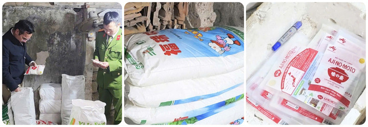 Số tang vật thu giữ tại cơ sở sản xuất trên địa bàn xã A Sào, tỉnh Hưng Yên.