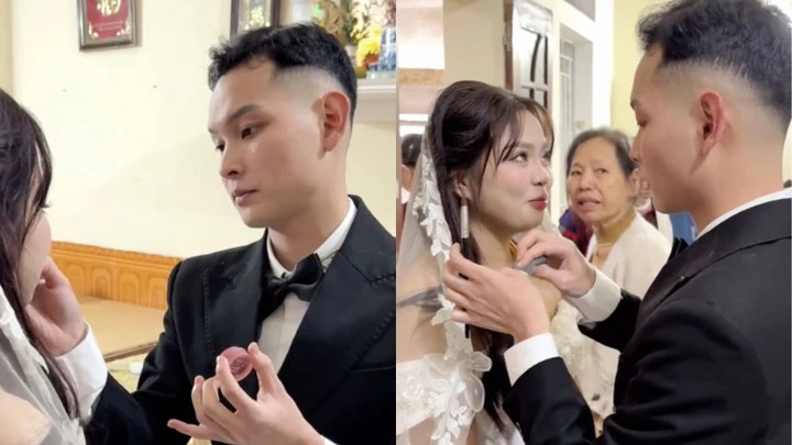 Xem cảnh này, nhiều cô gái mong sau này chồng cũng sẽ trang điểm cho mình trong ngày cưới. (Ảnh chụp màn hình)