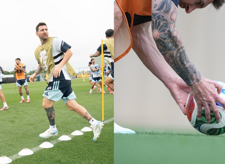 Hình xăm ở tay và chân của Messi - Ảnh: IGNV