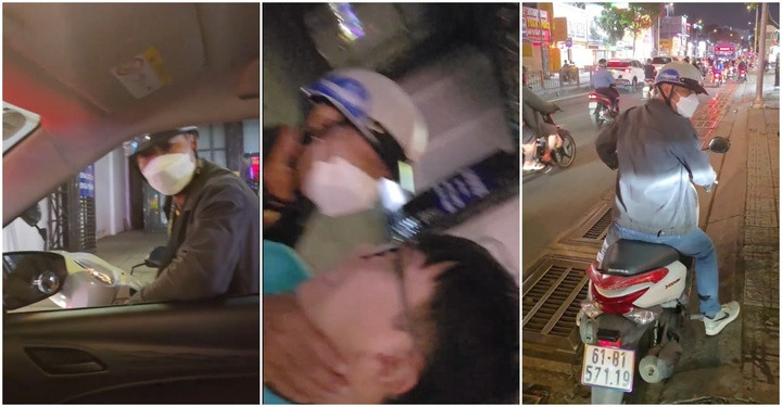 Người đàn ông chửi bới, bóp cổ tài xế taxi trên đường TP.HCM. (Ảnh cắt từ clip)