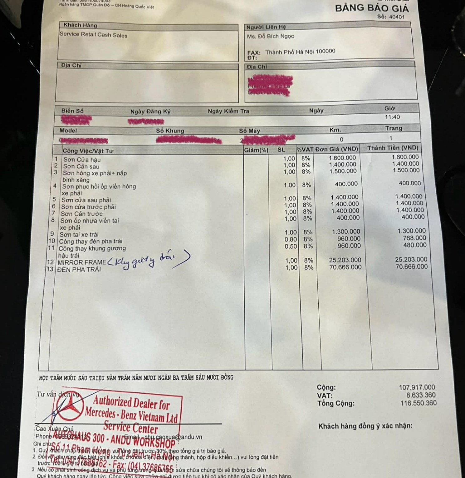 Công an thông báo chiếc Mercedes-Ben GLC 200 bị cào xước thiệt hại hơn 56 triệu插图2 1. Bao gia MEC sua xe.jpg