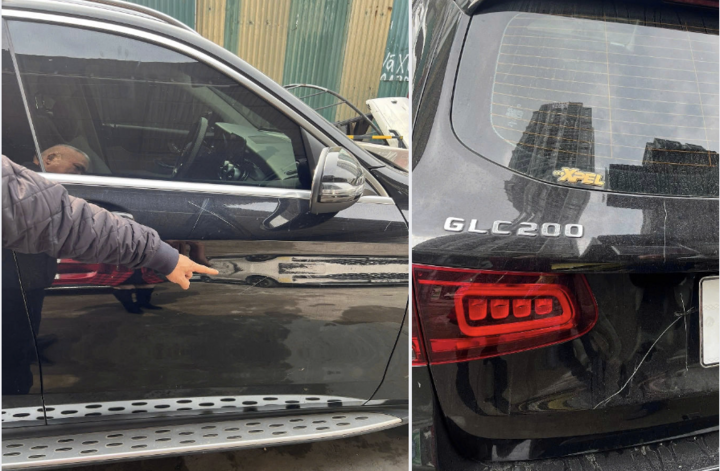 Chị N. trình báo công an việc thân xe bị cào xước.