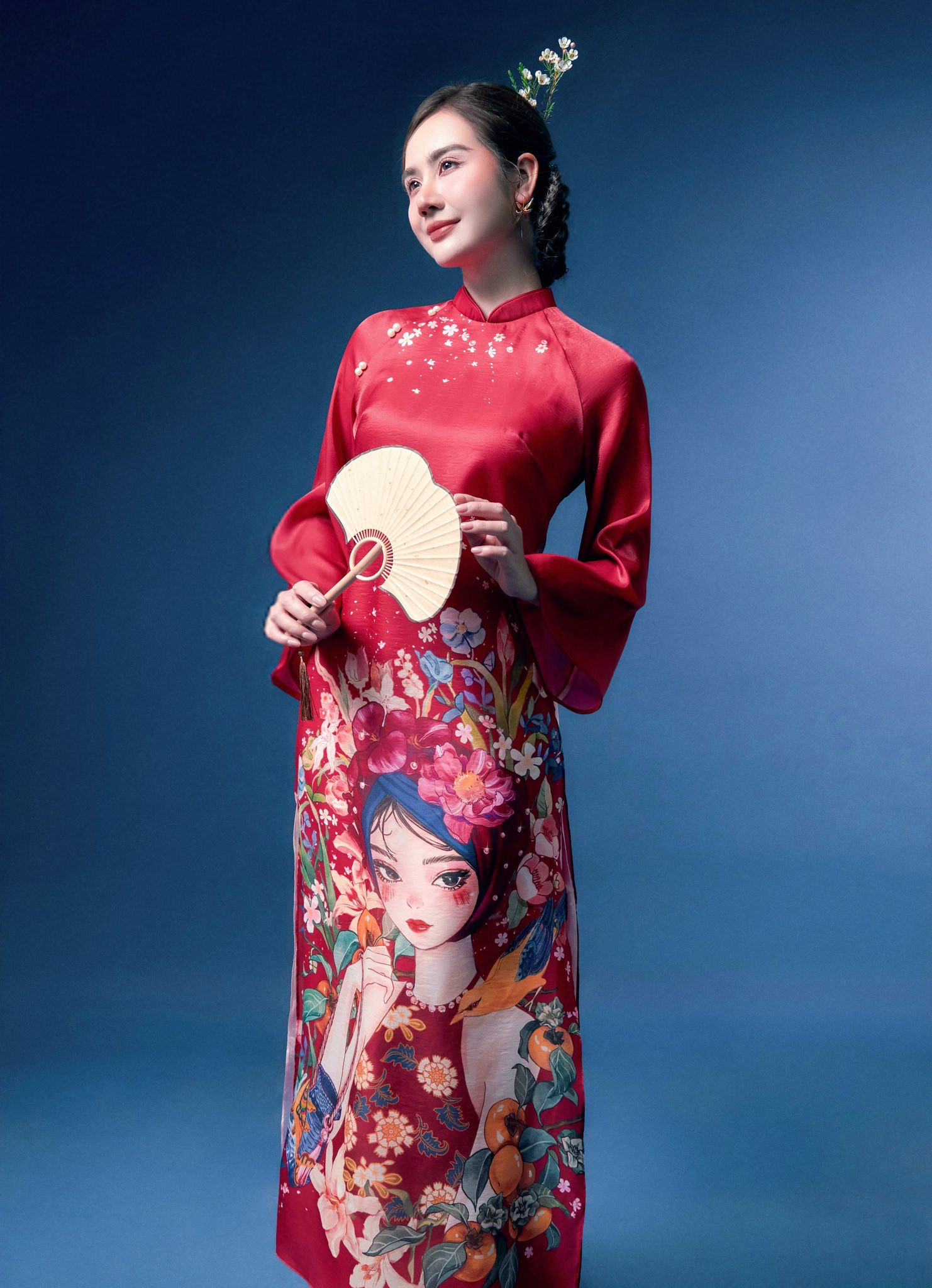 Diện áo dài hồng pastel như Huyền Lizzie cho Tết 2026 đầy phong cách - Ảnh 9.