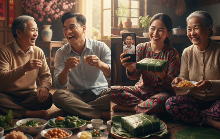 Năm nay, hai vợ chồng tôi thử ăn Tết riêng và thấy rất hạnh phúc. (Ảnh minh họa: AI)