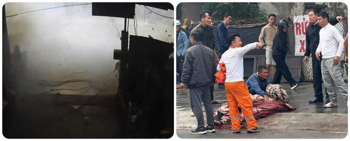 Hiện trường vụ tai nạn nổ bình khí nén do hàn xì tại xã Tiền Hải, tỉnh Hưng Yên khiến một người tử vong, một người bị thương ngày 23/2.